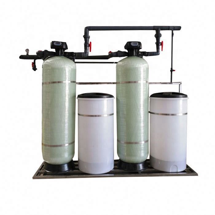 The water softener equipment is installed outside